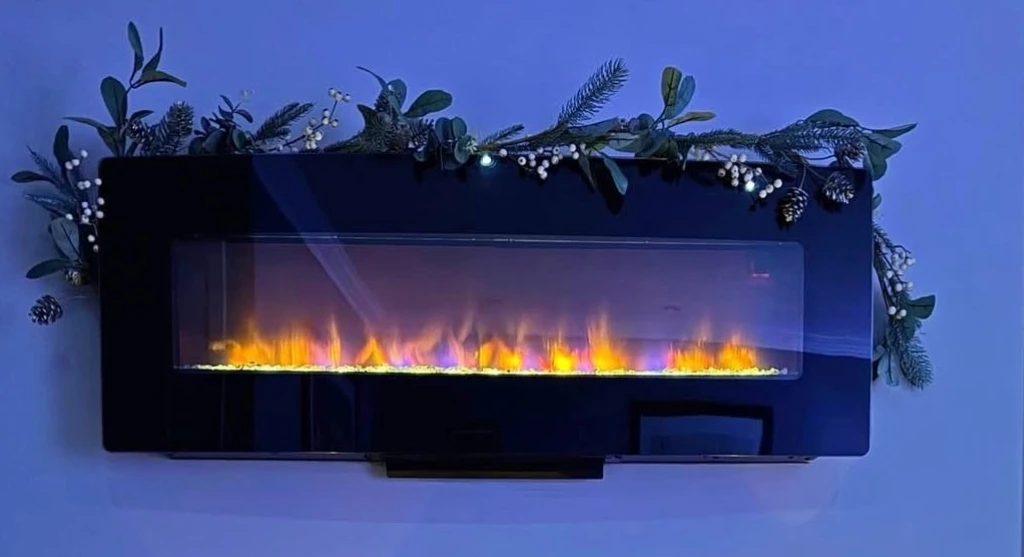 50" Wall Mount Electric Fireplace with Realistic Flame
