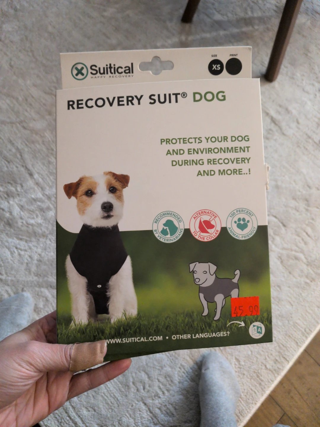 New Suitical Surgery Recovery Suit Dog XS Black