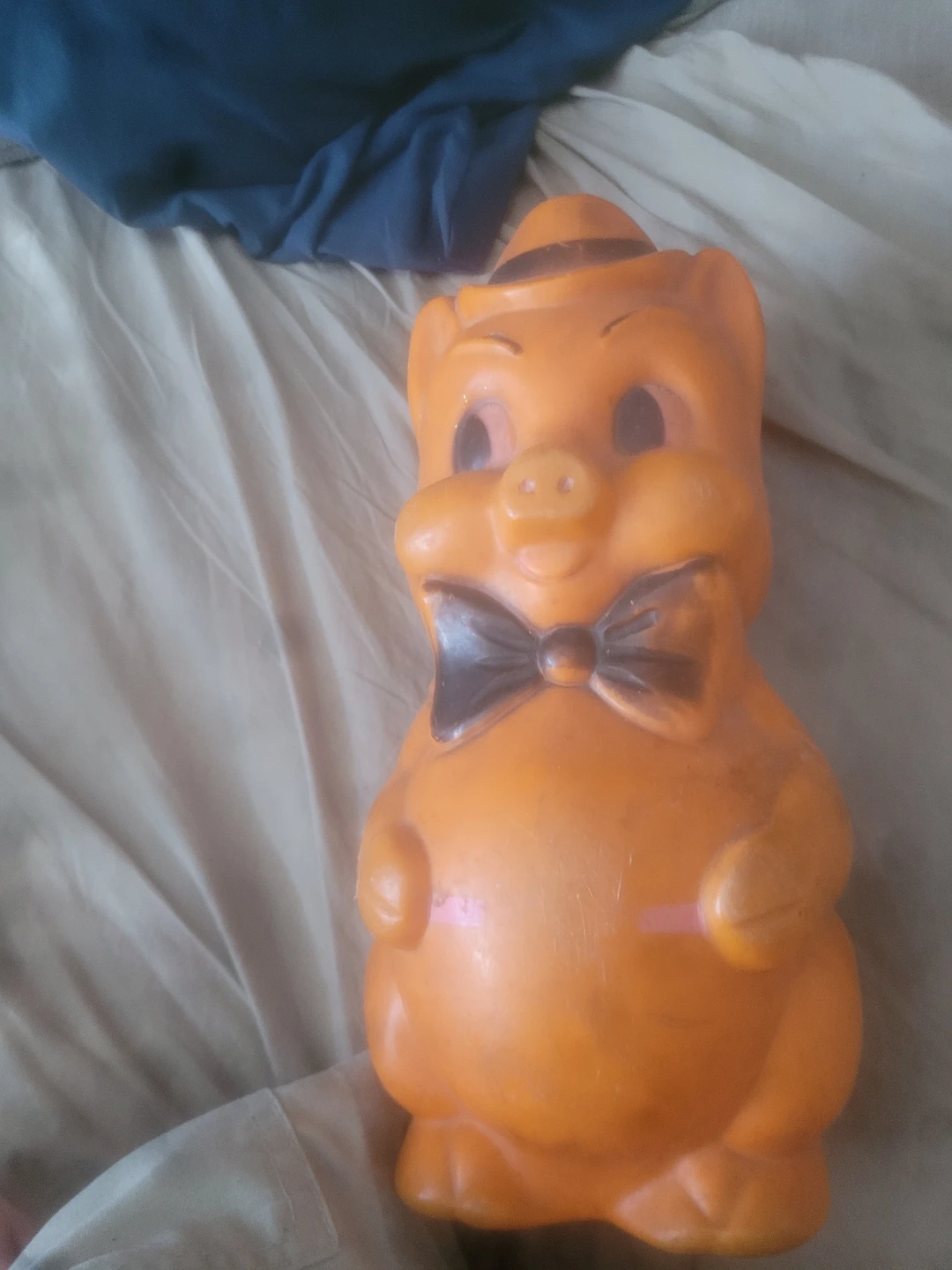 Orange Piggy Bank with Bow Tie and Hat