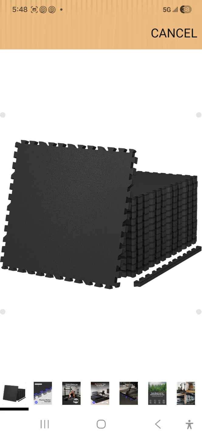 Black Interlocking Foam Floor Mats - Set of 12 Tiles
