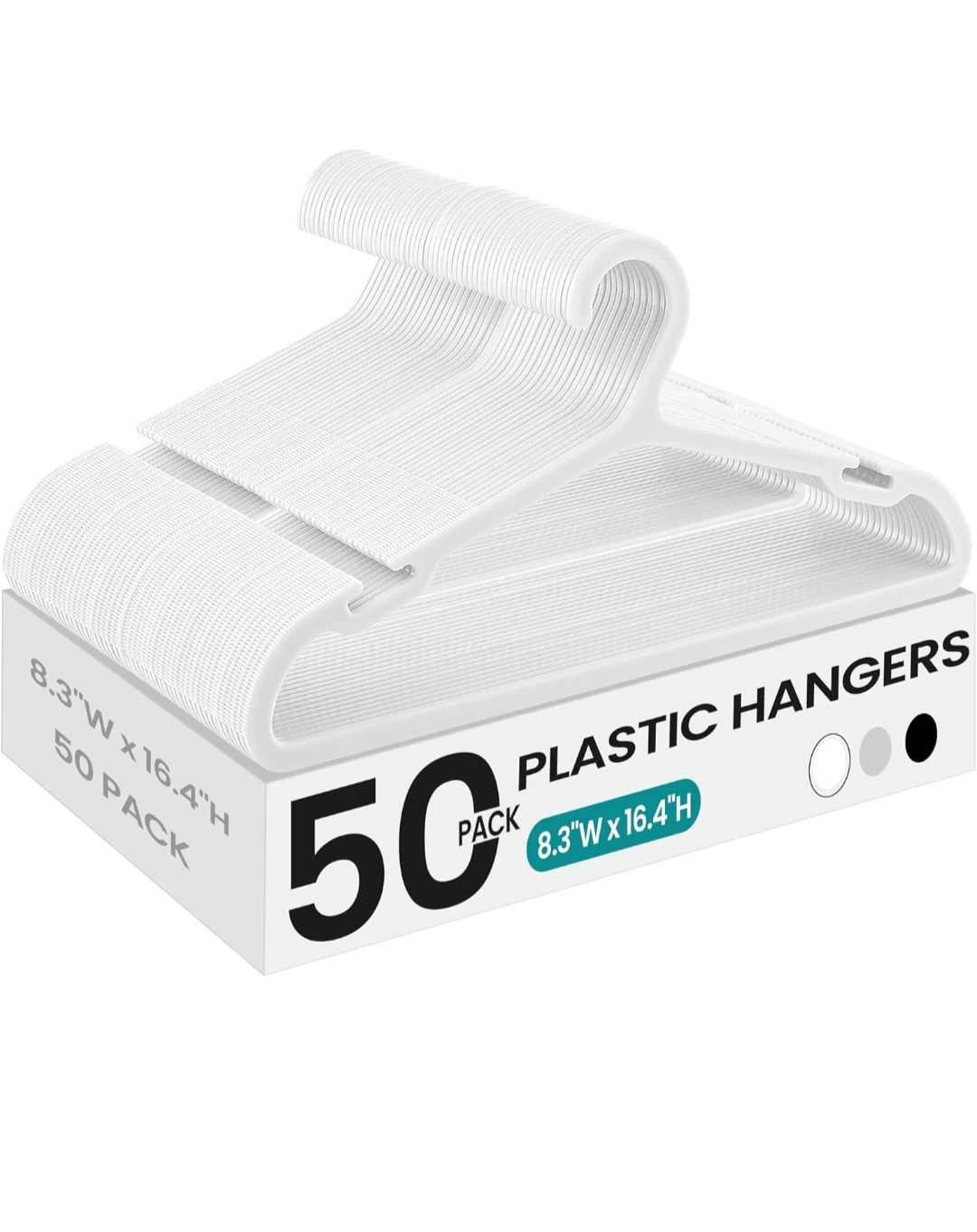 SONGMICS 50 Pack Plastic Hangers - White