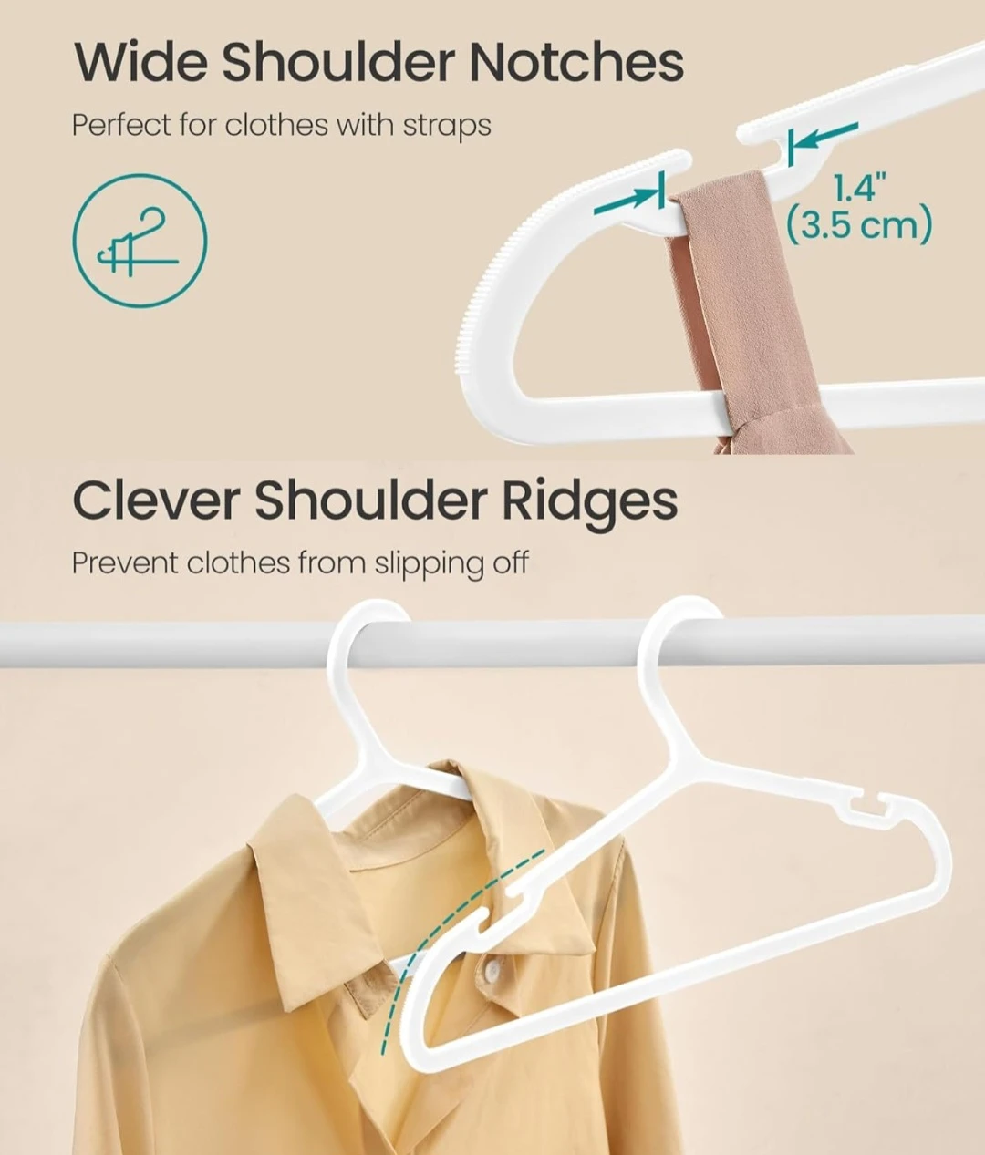 SONGMICS 50 Pack Plastic Hangers - White - photo 3