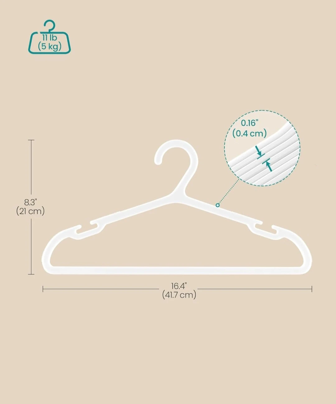 SONGMICS 50 Pack Plastic Hangers - White - photo 4