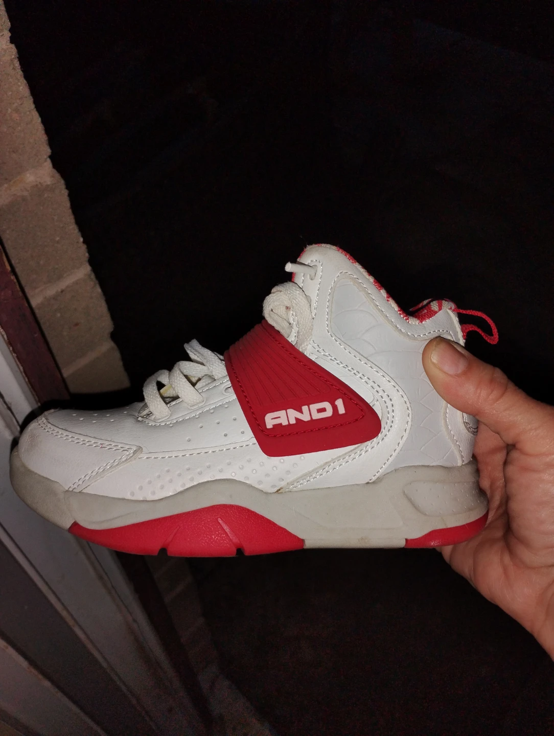 AND1 White and Red Basketball Shoes