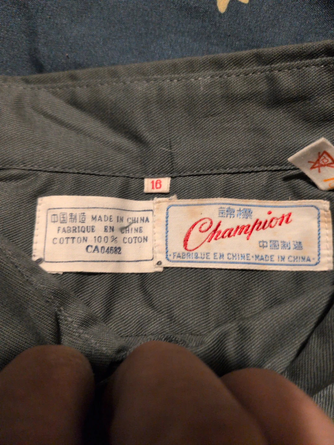Champion Men's Grey 100% Cotton Work Shirt Size 16 - photo 3