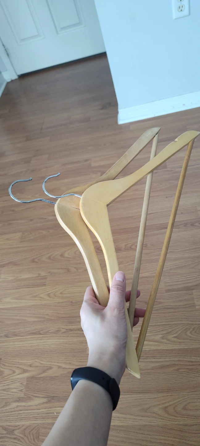 Lot of 2 Wooden and Metal Hangers