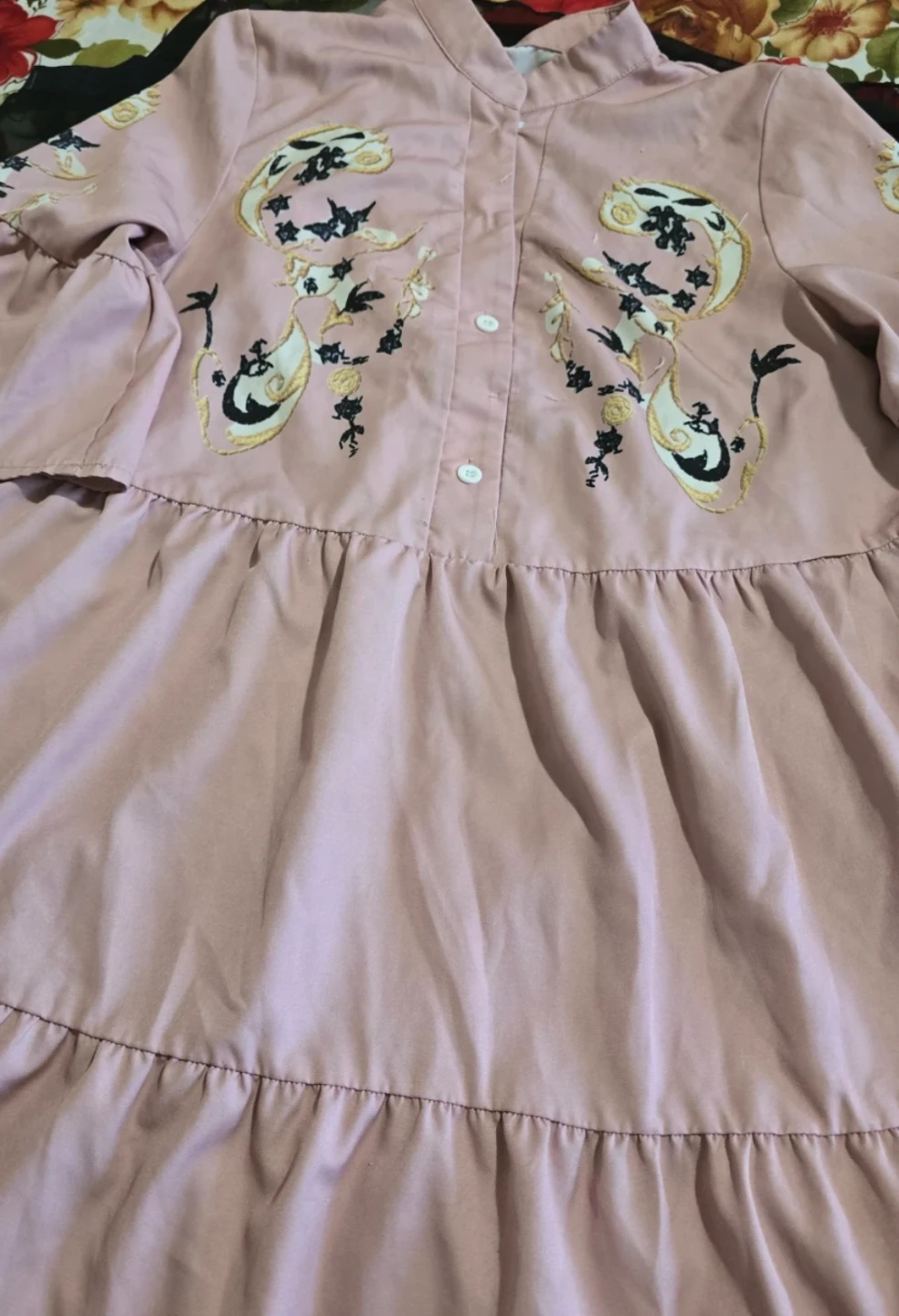 Pink Ruffled Tiered Dress with  print detail. - photo 2