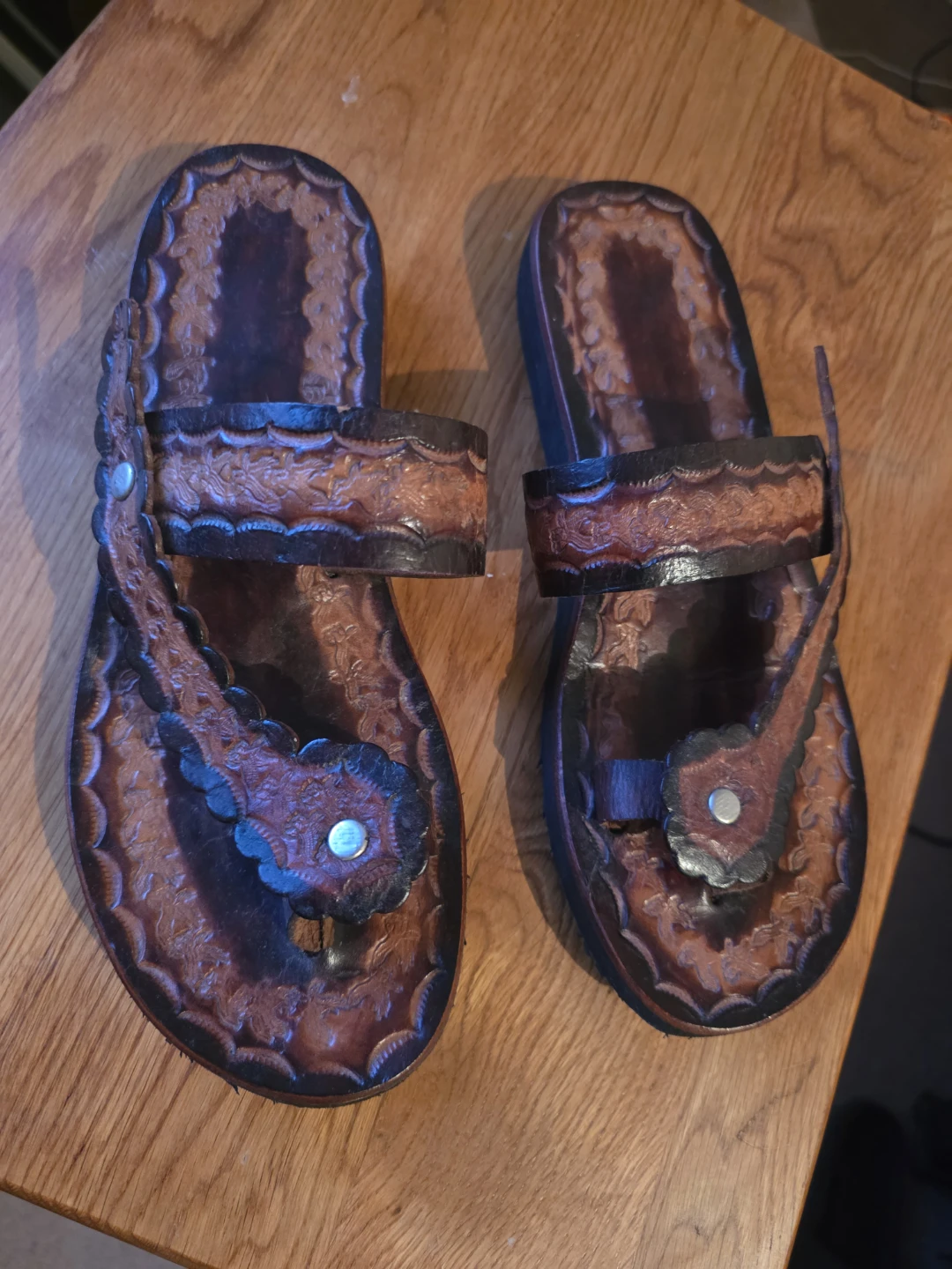 Brown Leather Flip Flop Sandals