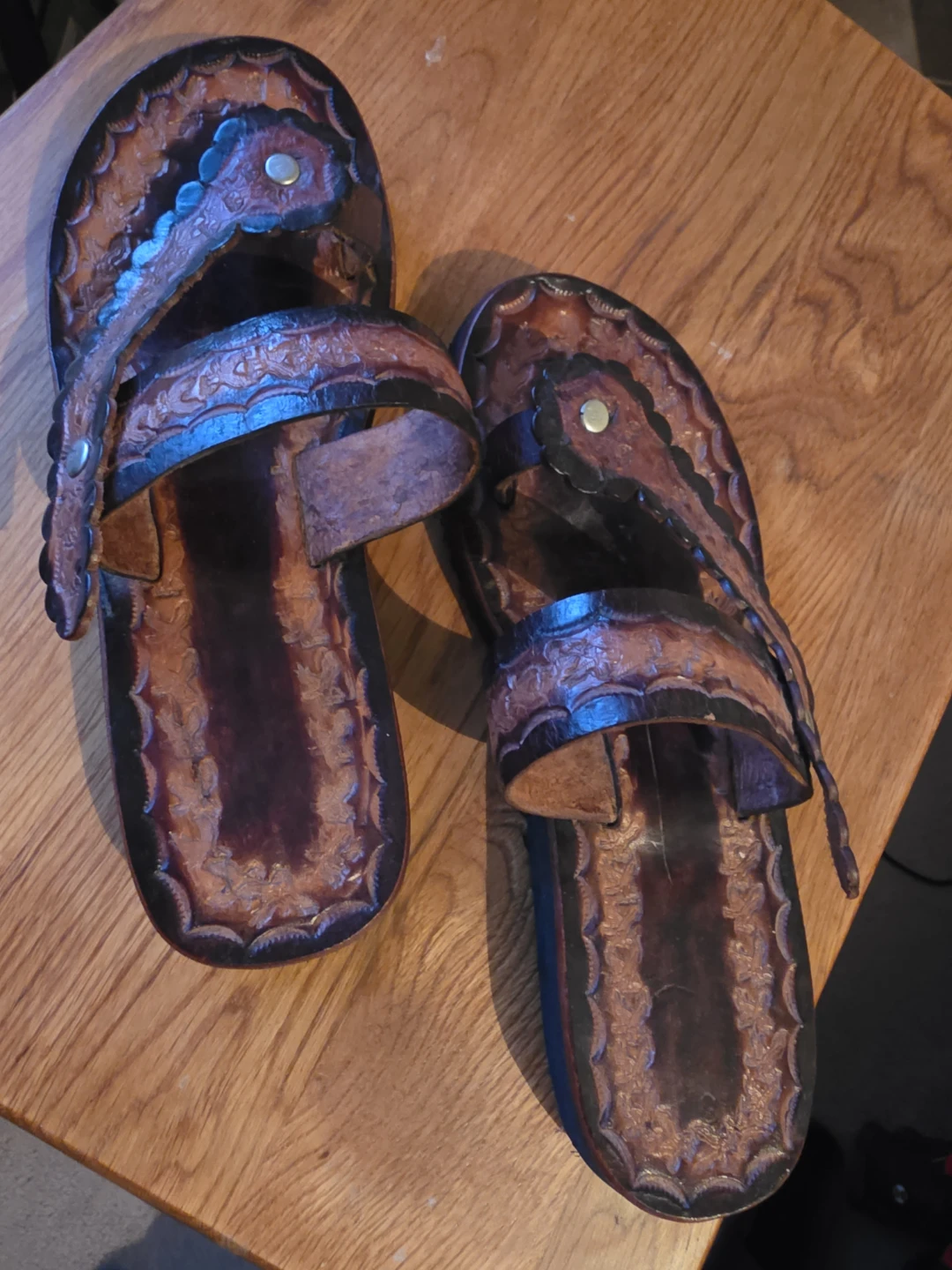Brown Leather Flip Flop Sandals - photo 3