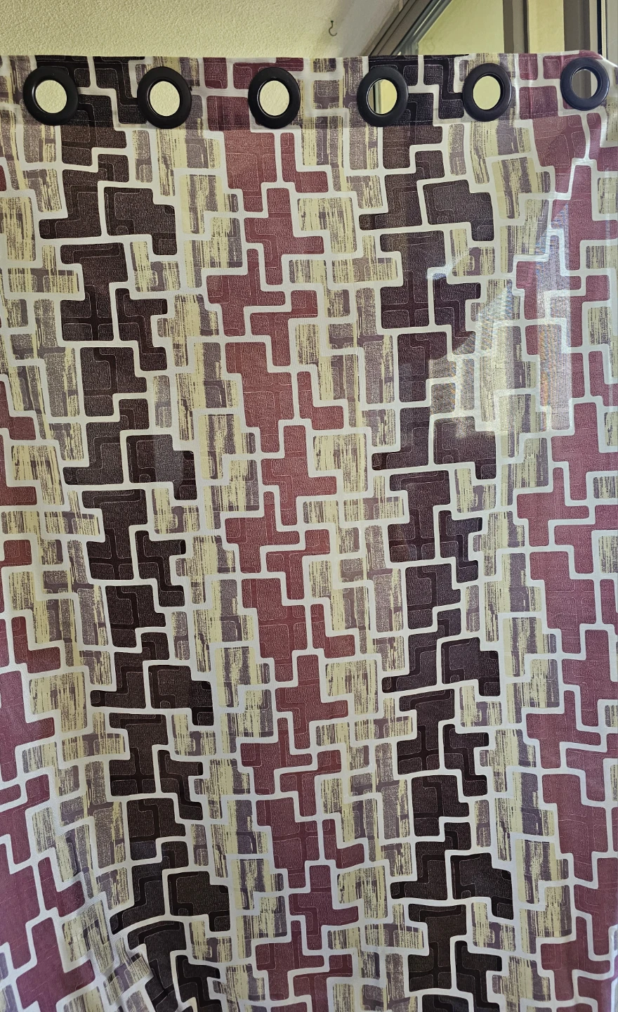 2 Sets of Geometric Pattern Curtains with extendable White Rod