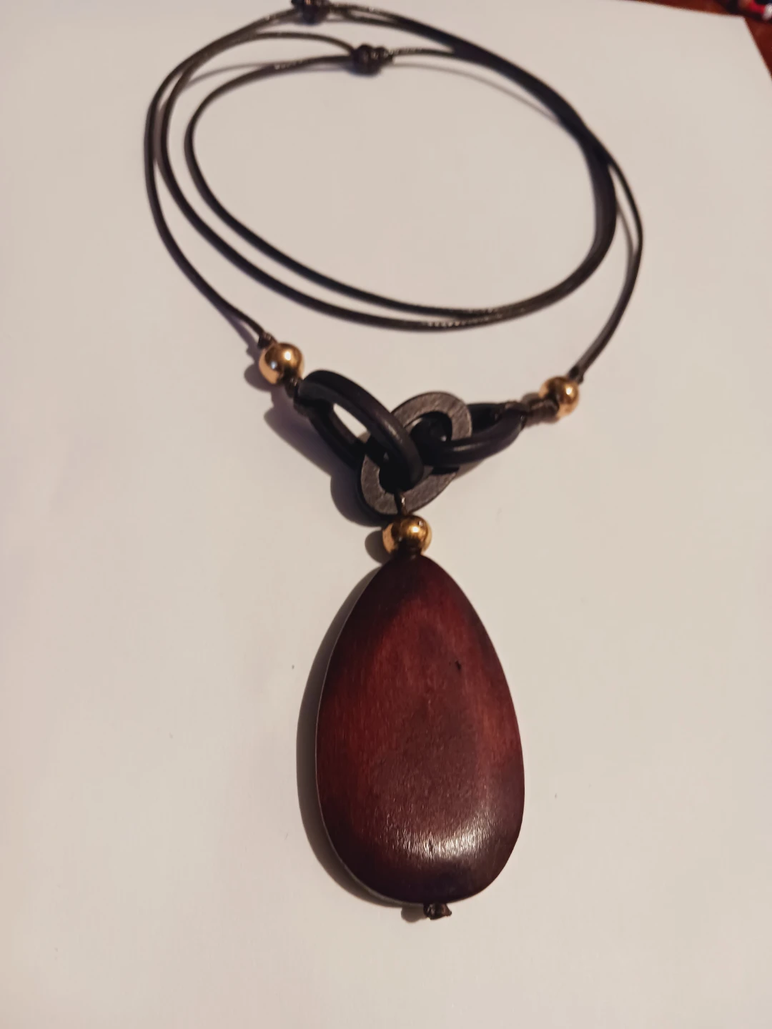 New !! Wooden Teardrop Pendant Necklace - photo 3