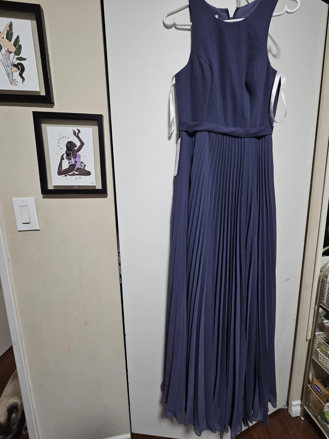 Azazie Stormy A-Line Scoop Pleated Chiffon Dress Navy Blue - photo 2