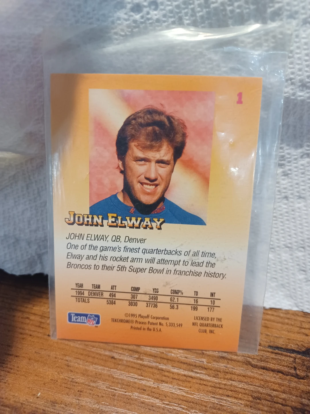 1995 Prime Playoff John Elway Football Card - photo 2