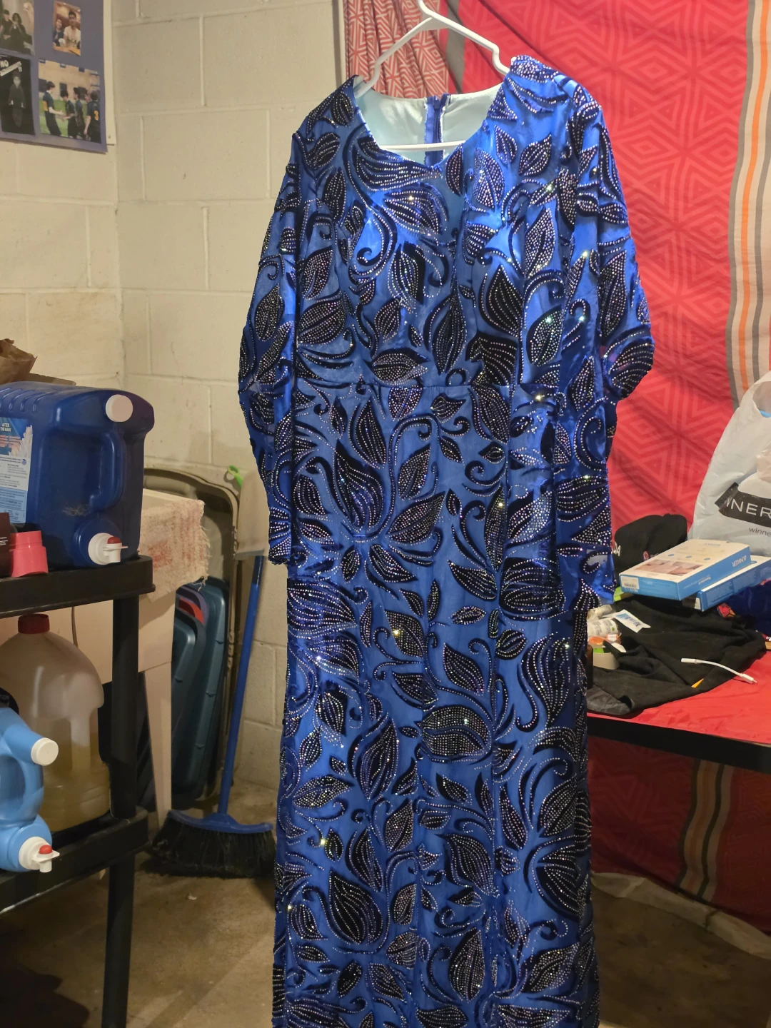 Blue Beaded Long Sleeve Women's Dress - photo 3