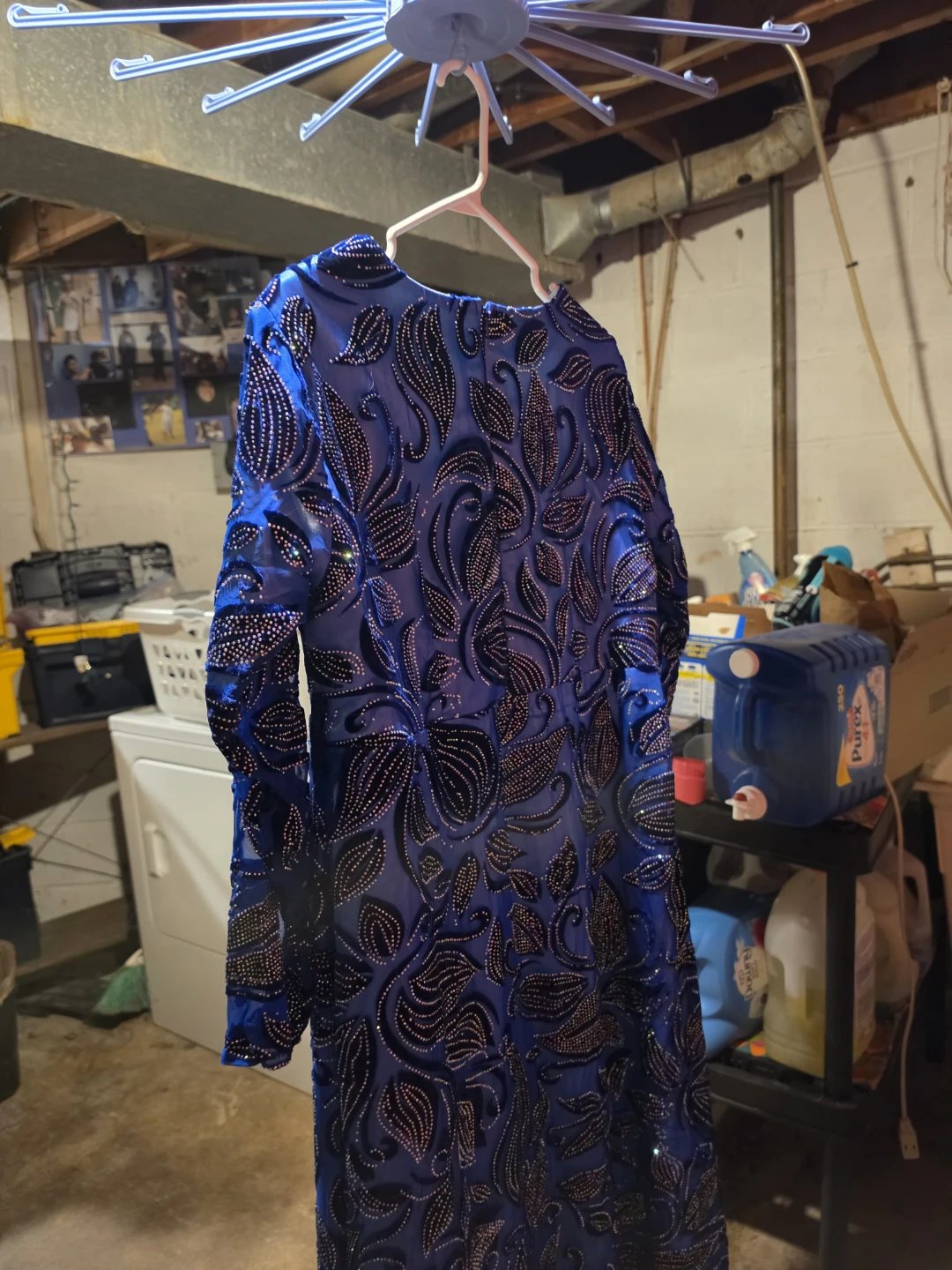 Blue Beaded Long Sleeve Women's Dress - photo 5