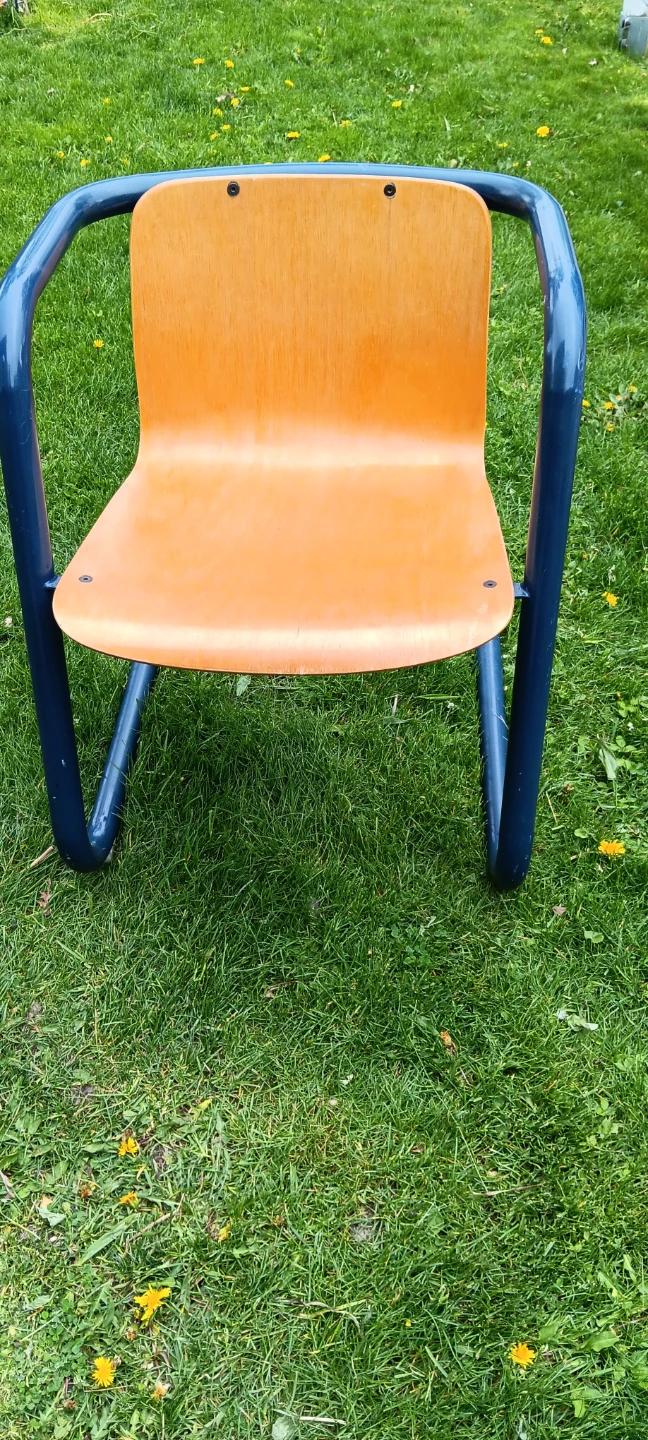 Blue and Orange Plywood School Chair