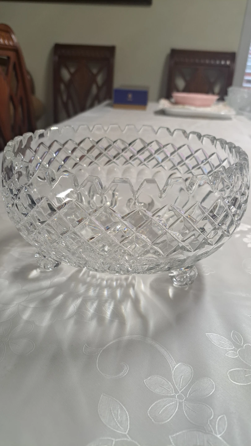 Large Crystal Footed Bowl