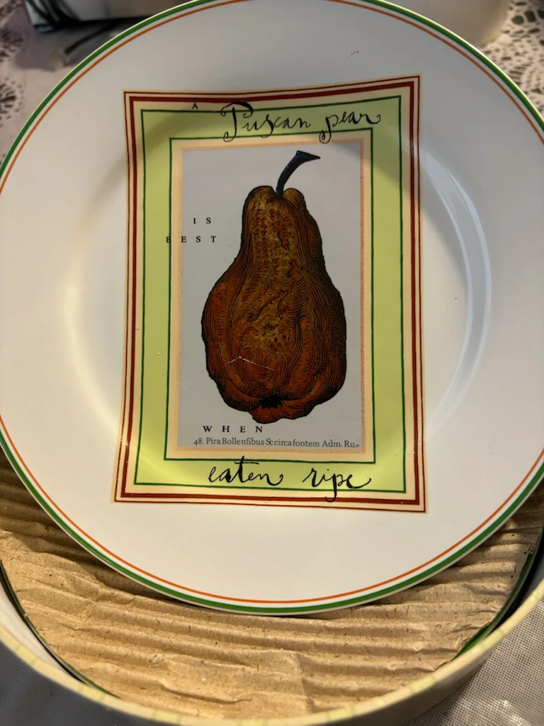 Set of 4 Salad Plates with Pear Design and Storage Box 2 boxs - photo 3
