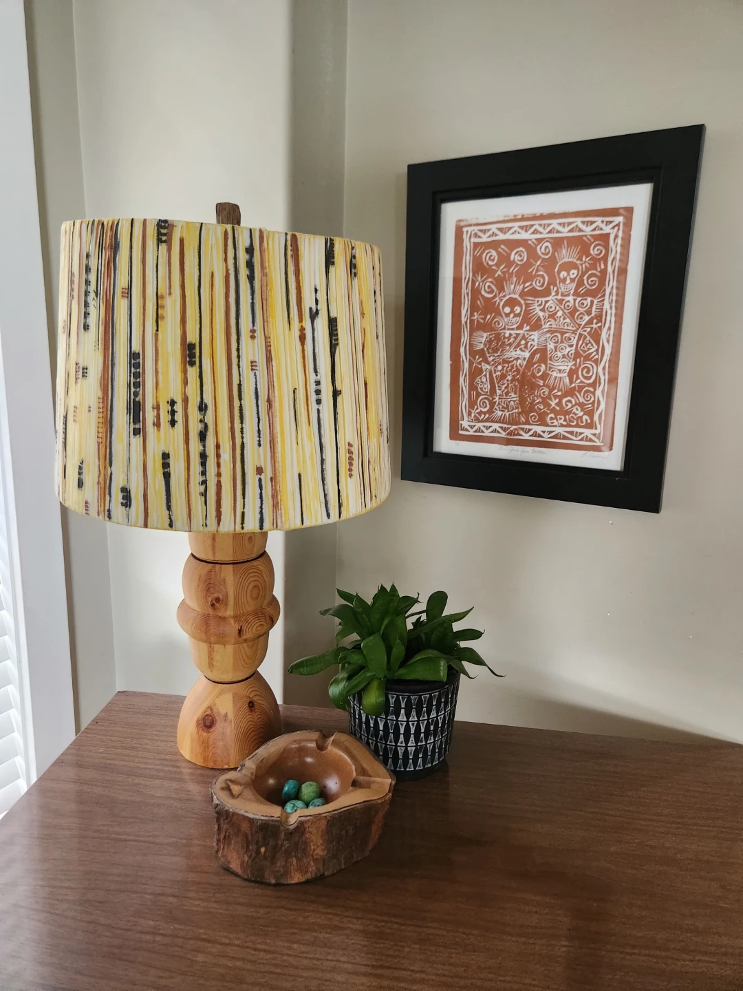 Vintage homemade Wooden Lamp with custom Lampshade - photo 2