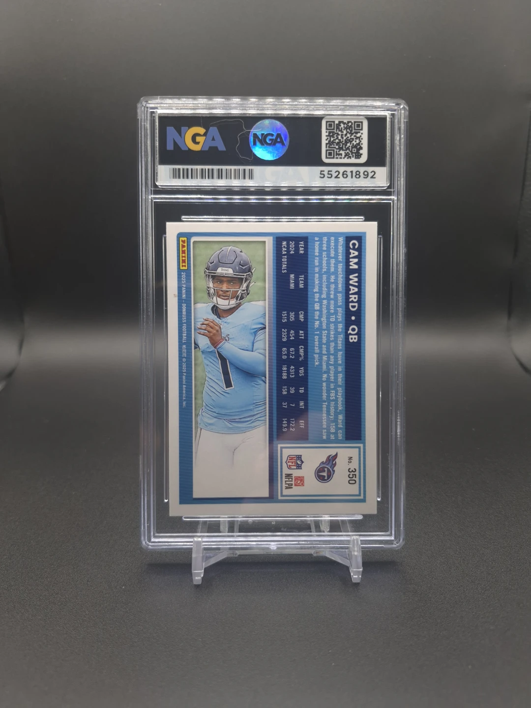 2025 Panini Donruss Rated Rookie Cam Ward QB Trading Card - photo 2