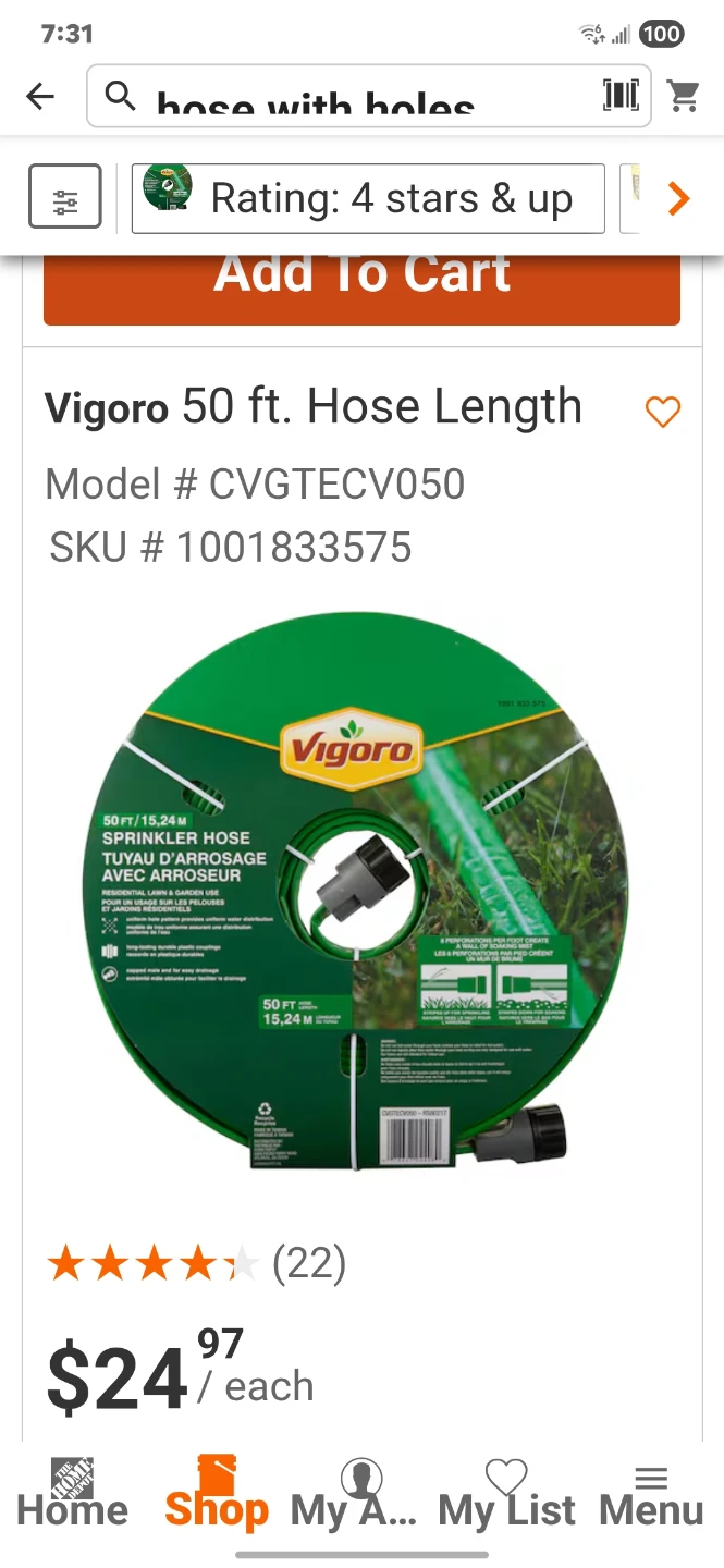 Vigoro 50 ft. Sprinkler Hose - photo 2