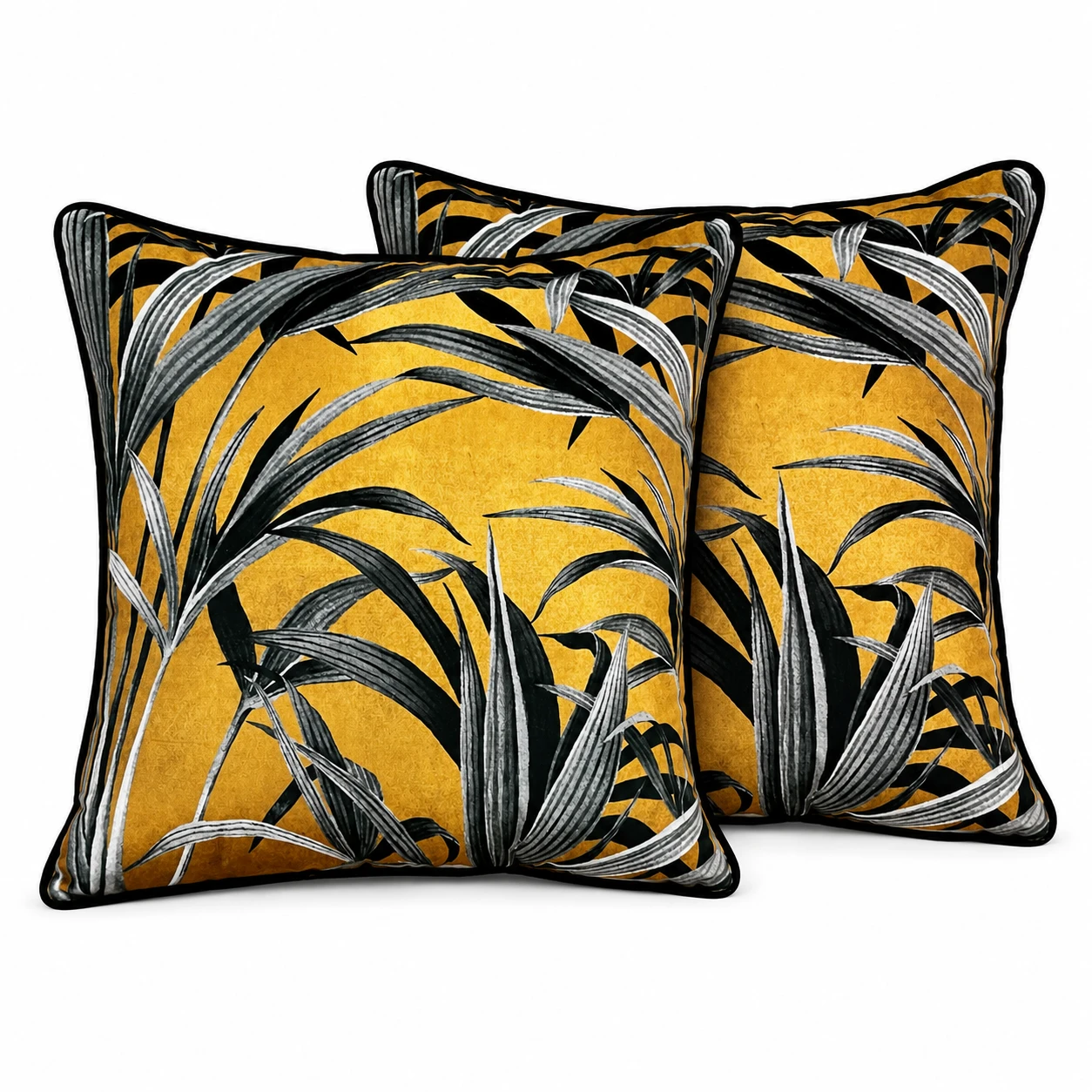Set of 2 Palm Print Decorative Throw Pillows 18x18