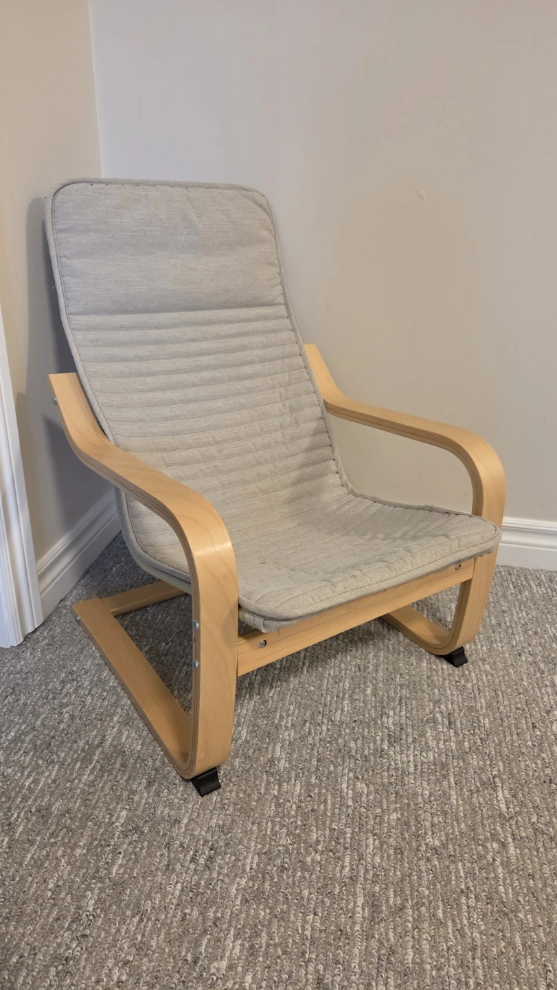 IKEA Poäng Armchair - Light Grey Fabric & Wood