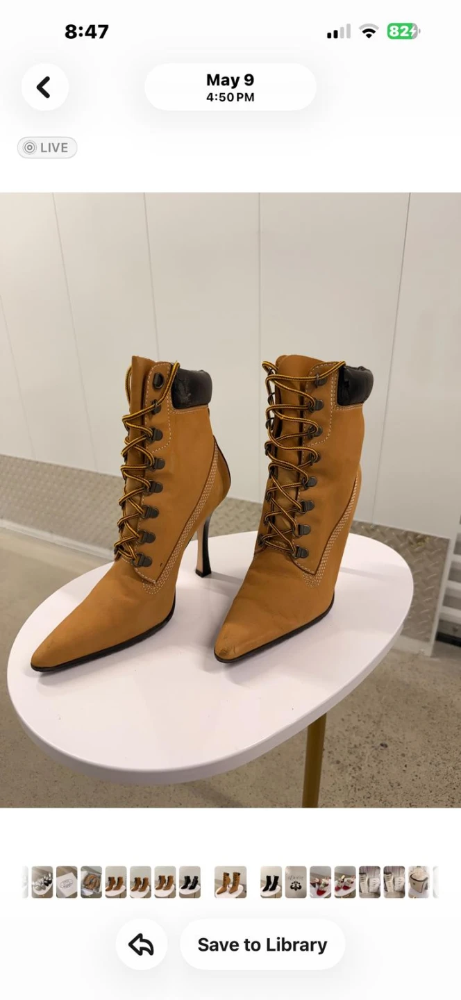 Women's Tan Lace-Up Heel Boots