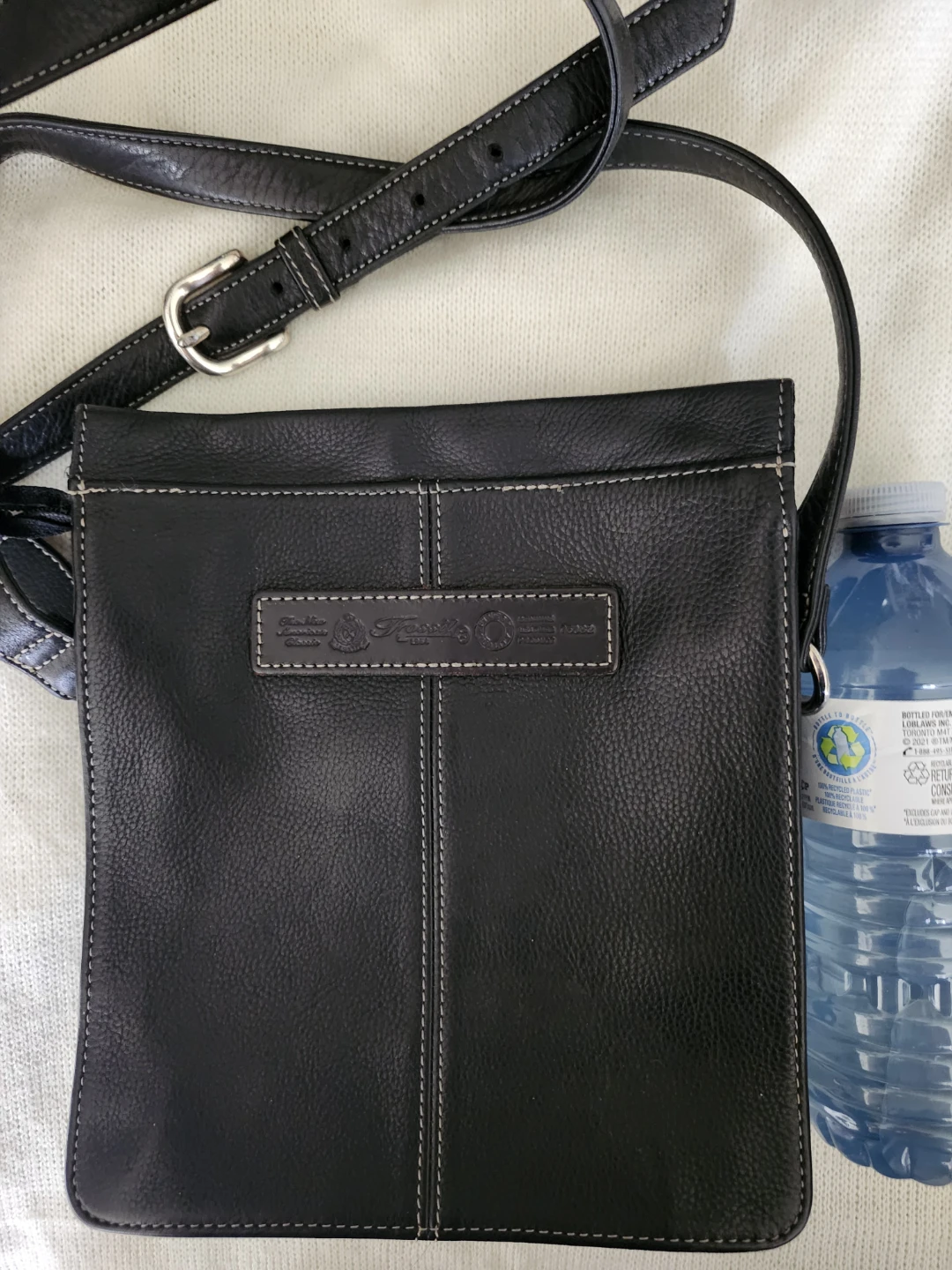 Black Leather Fossil Crossbody Bag