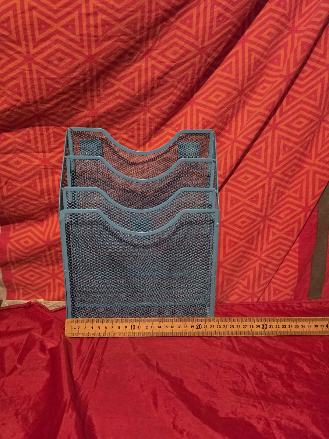 Light Blue Mesh Desk Organizer - 3 Tier