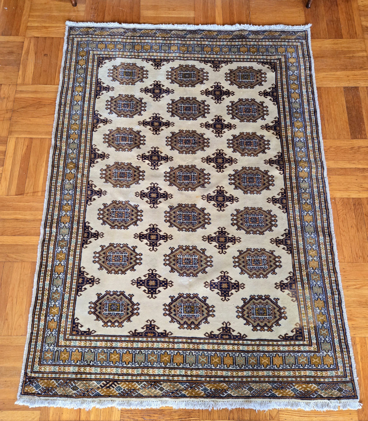 Hand Woven Dark Green And Orange Carper Area Rug From Iran - photo 4