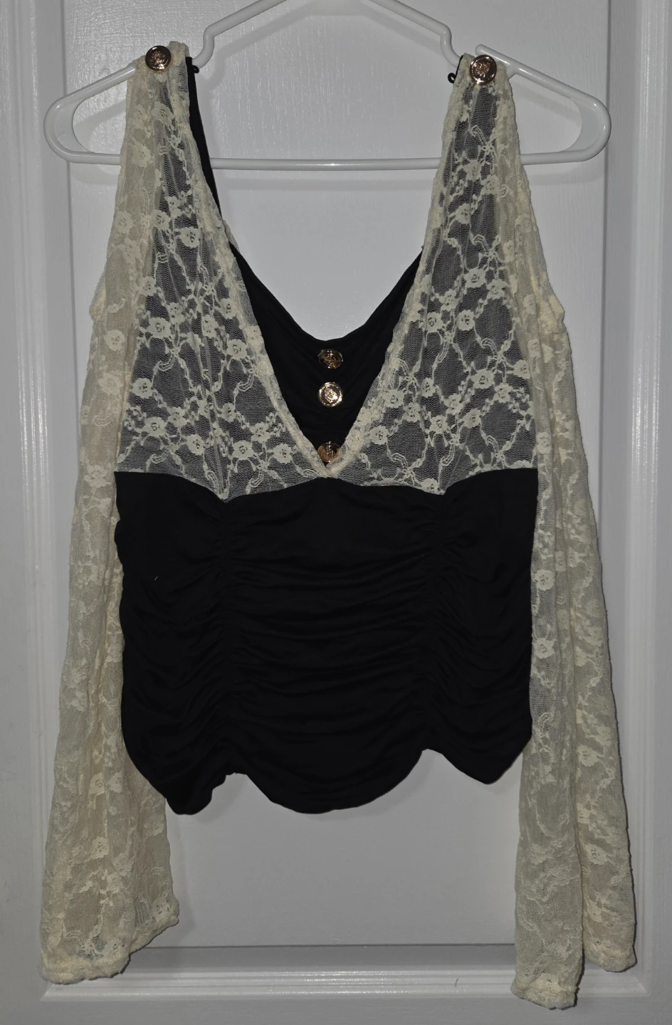 Black and Cream Lace Top