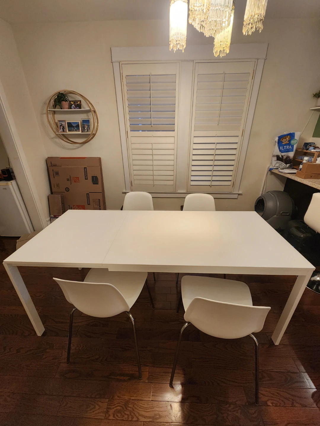 IKEA White Extendable Dining Table And Chairs