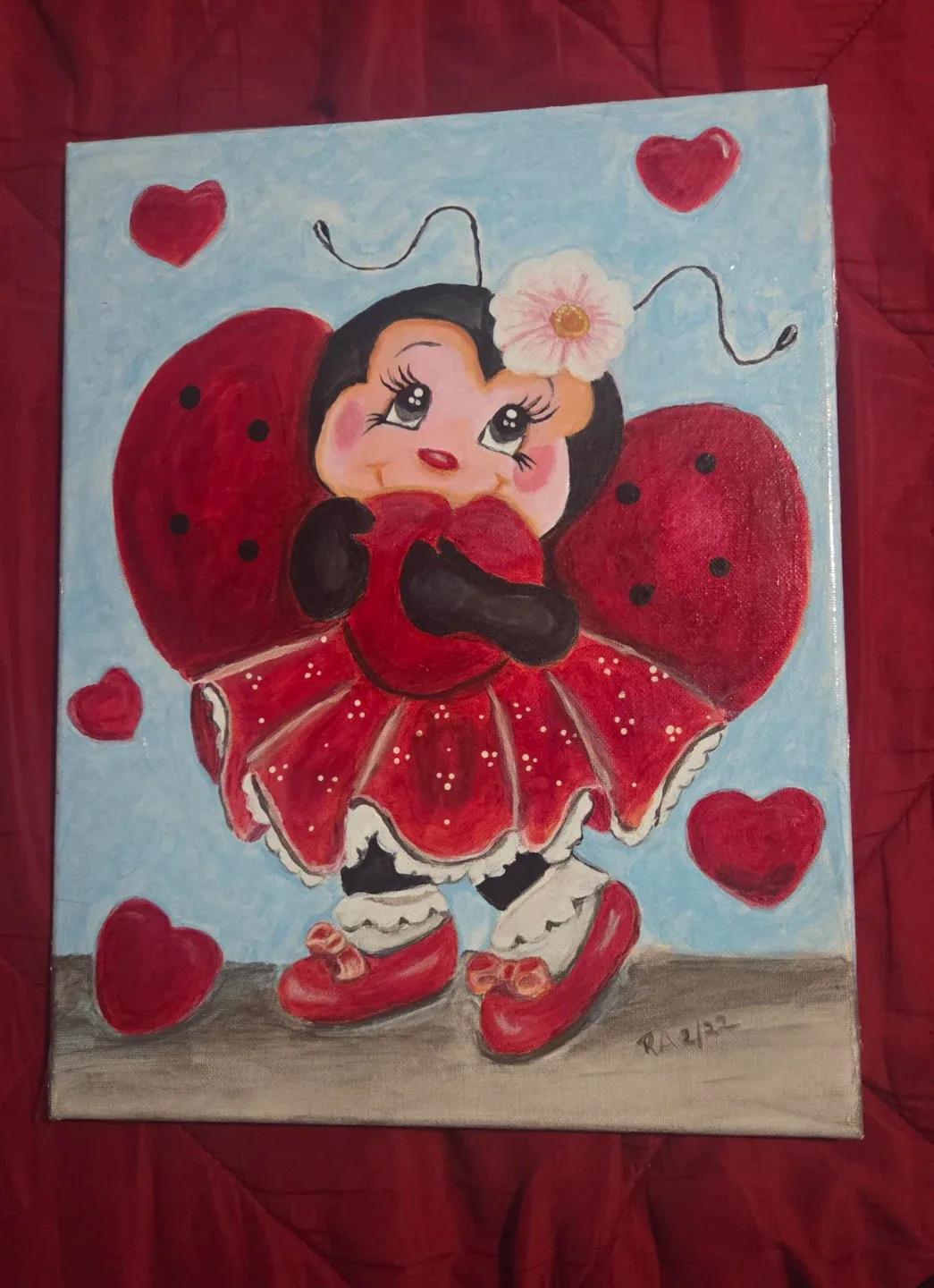 Ladybug with hearts canva