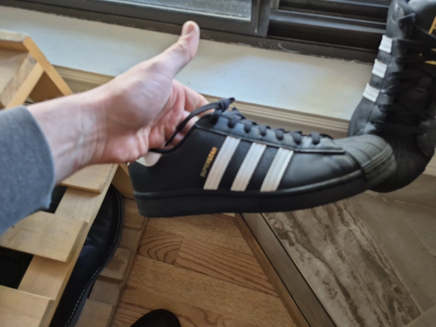 Adidas Superstar "SUPERSTAR" Black/White Men's Shoes Size 11 - photo 5