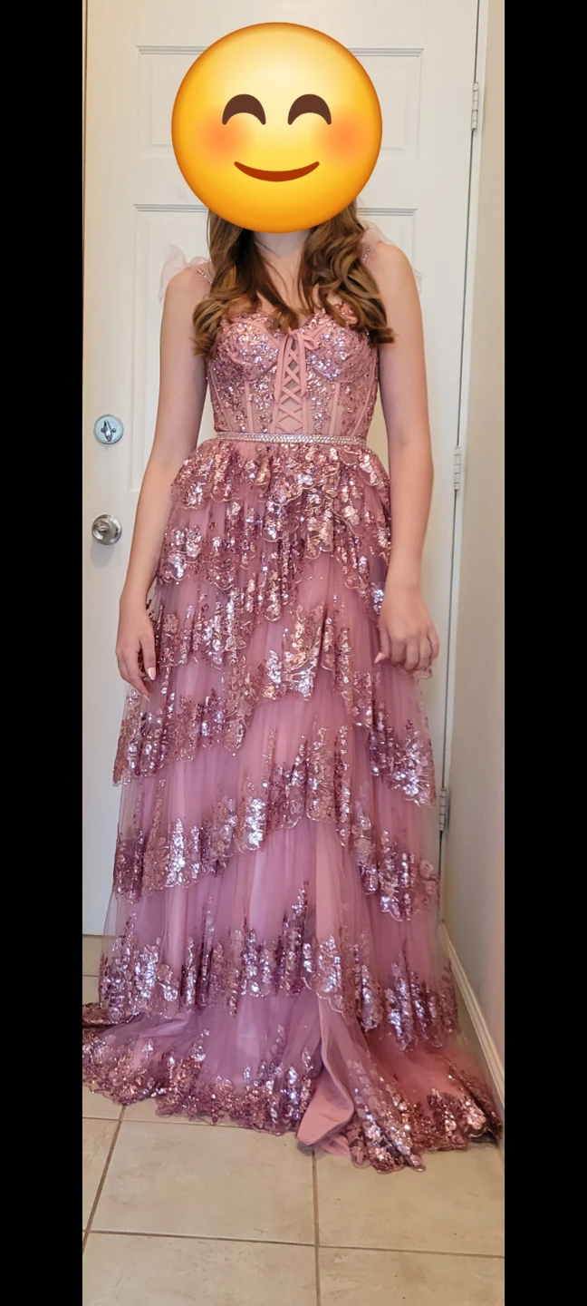 Camille La Vie Sequin Tiered Gown