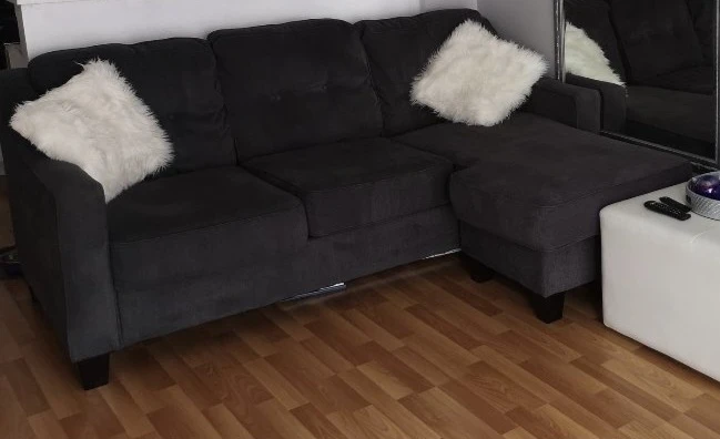 Dark Grey Sectional Sofa with Ottoman l shape - photo 2