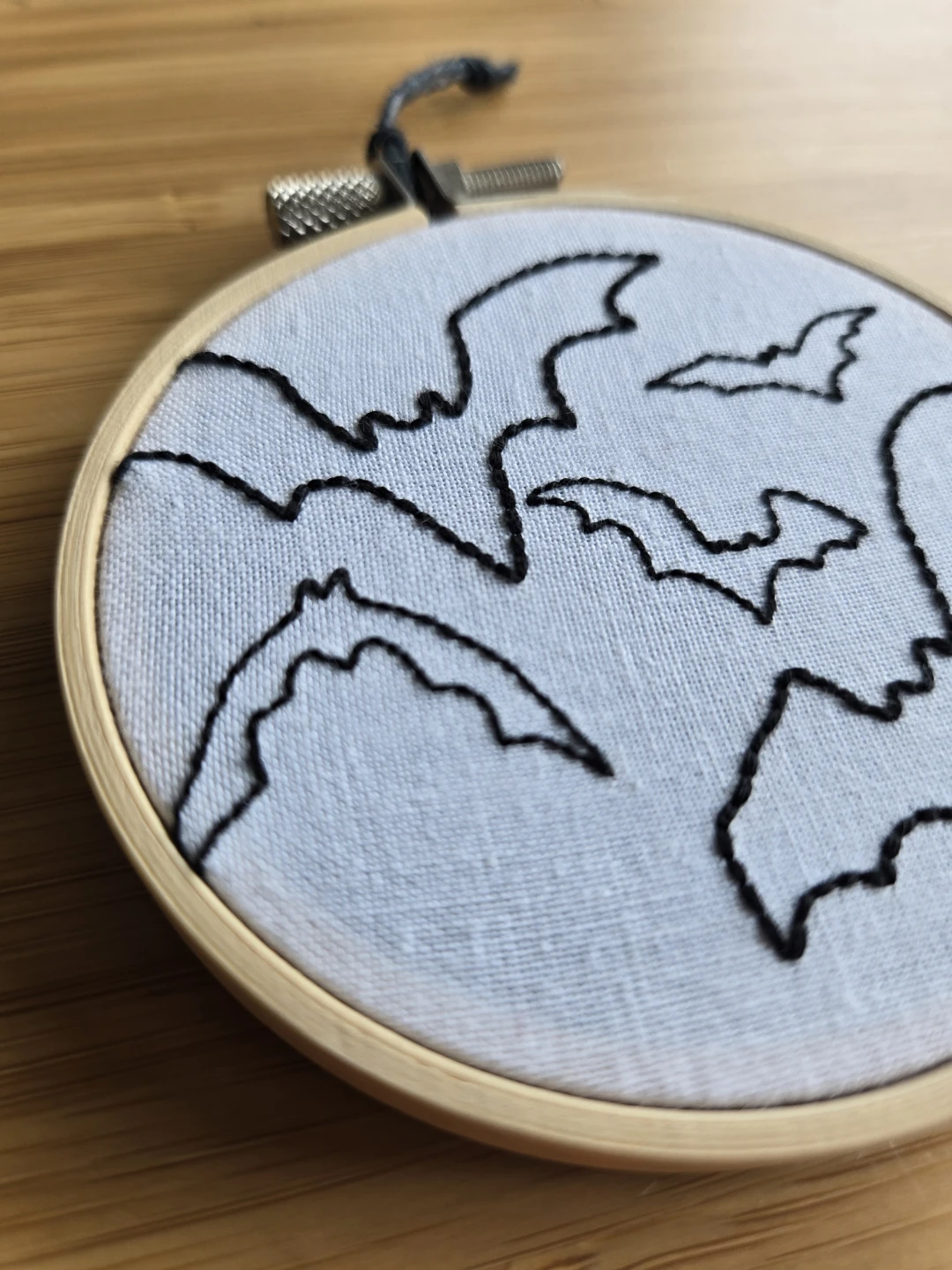 Handmade Bat Embroidery Hoop Art