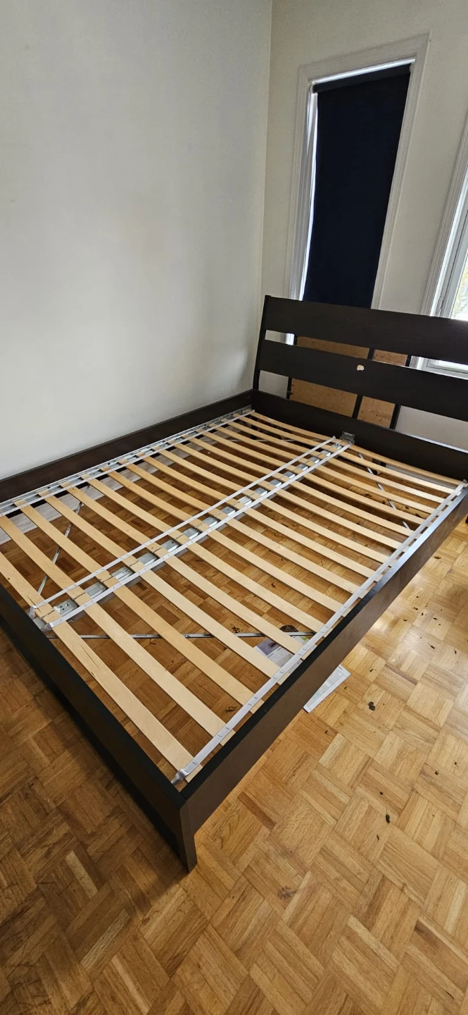 Dark Brown Queen Bed Frame with Slats - photo 2