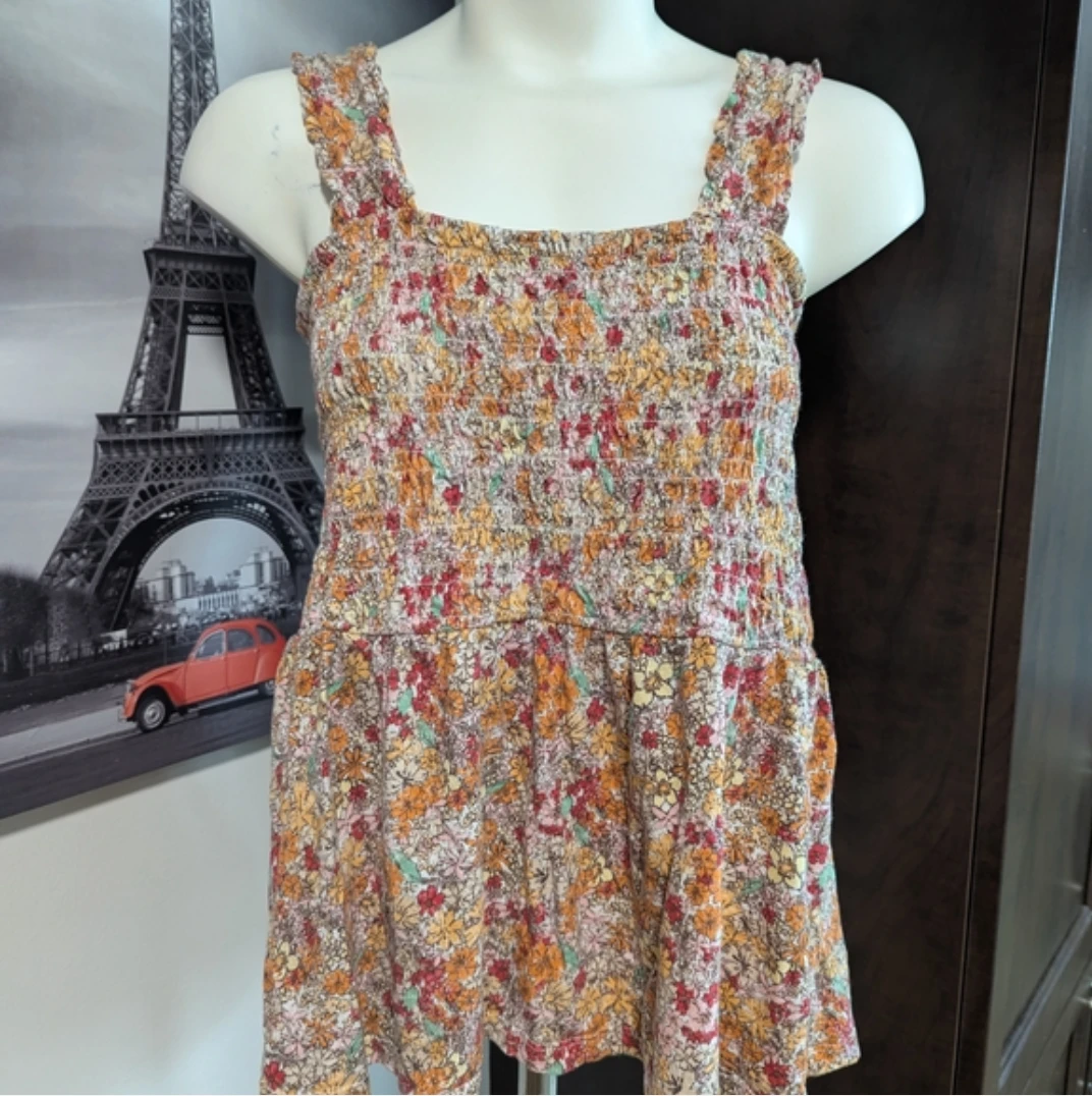 maurices Smocked Floral Tank Top - Size L