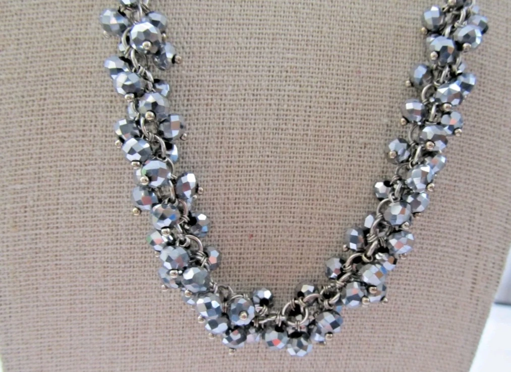 Silver Tone Beaded Statement Necklace - photo 2