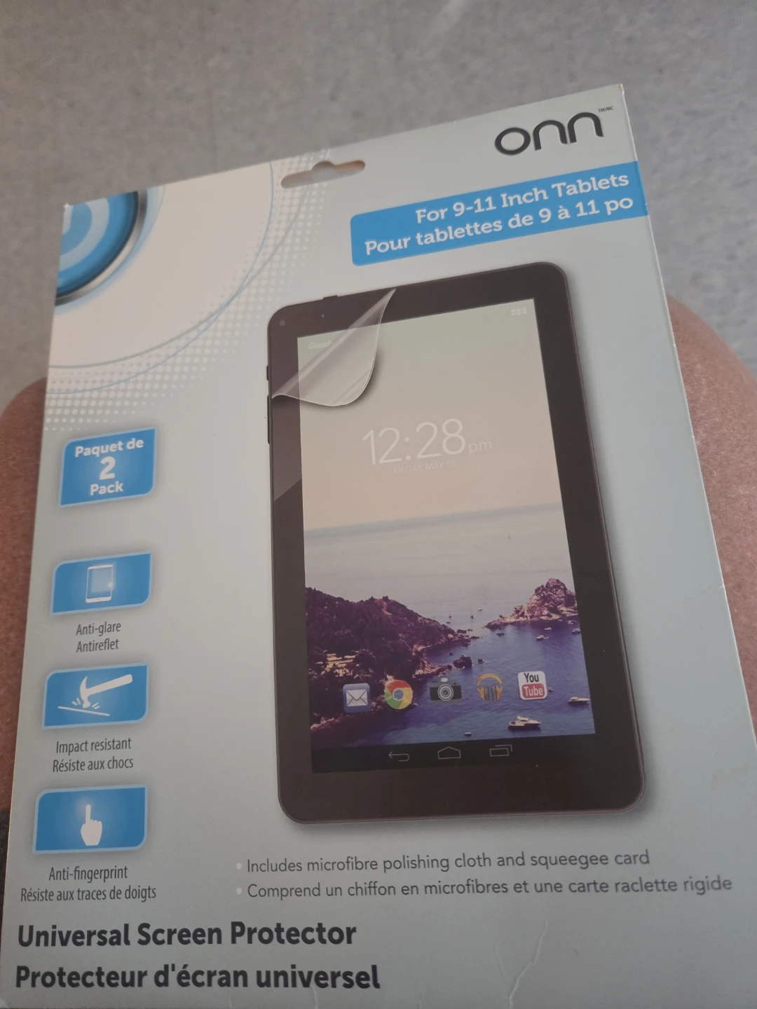 Onn. Universal Screen Protector for 9-11 Inch Tablets (2 Pack)
