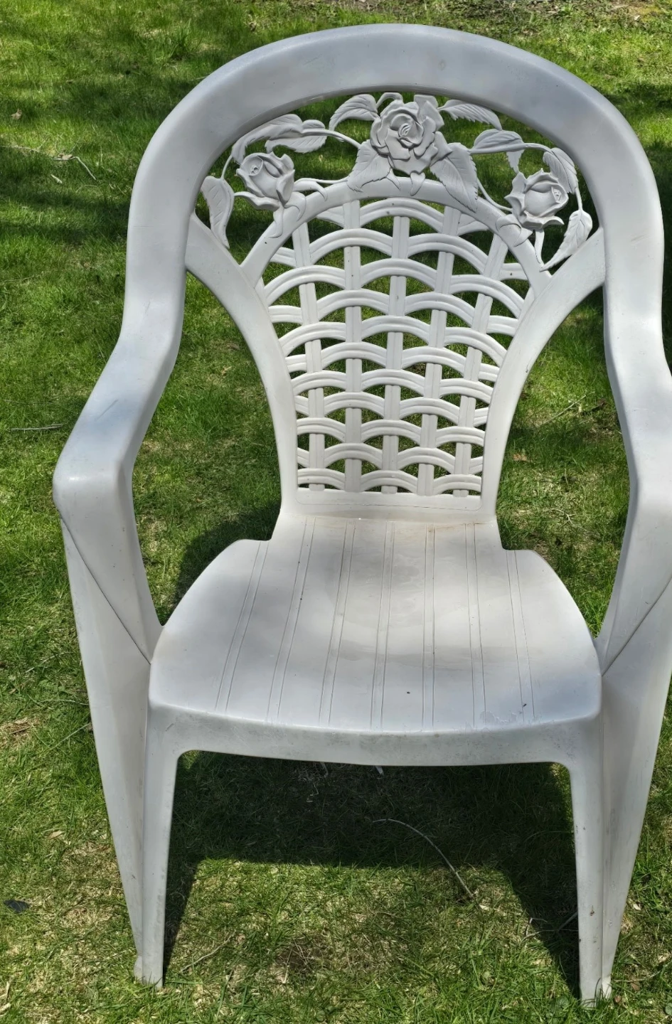 Stackable Plastic Patio Chair with Rose Design