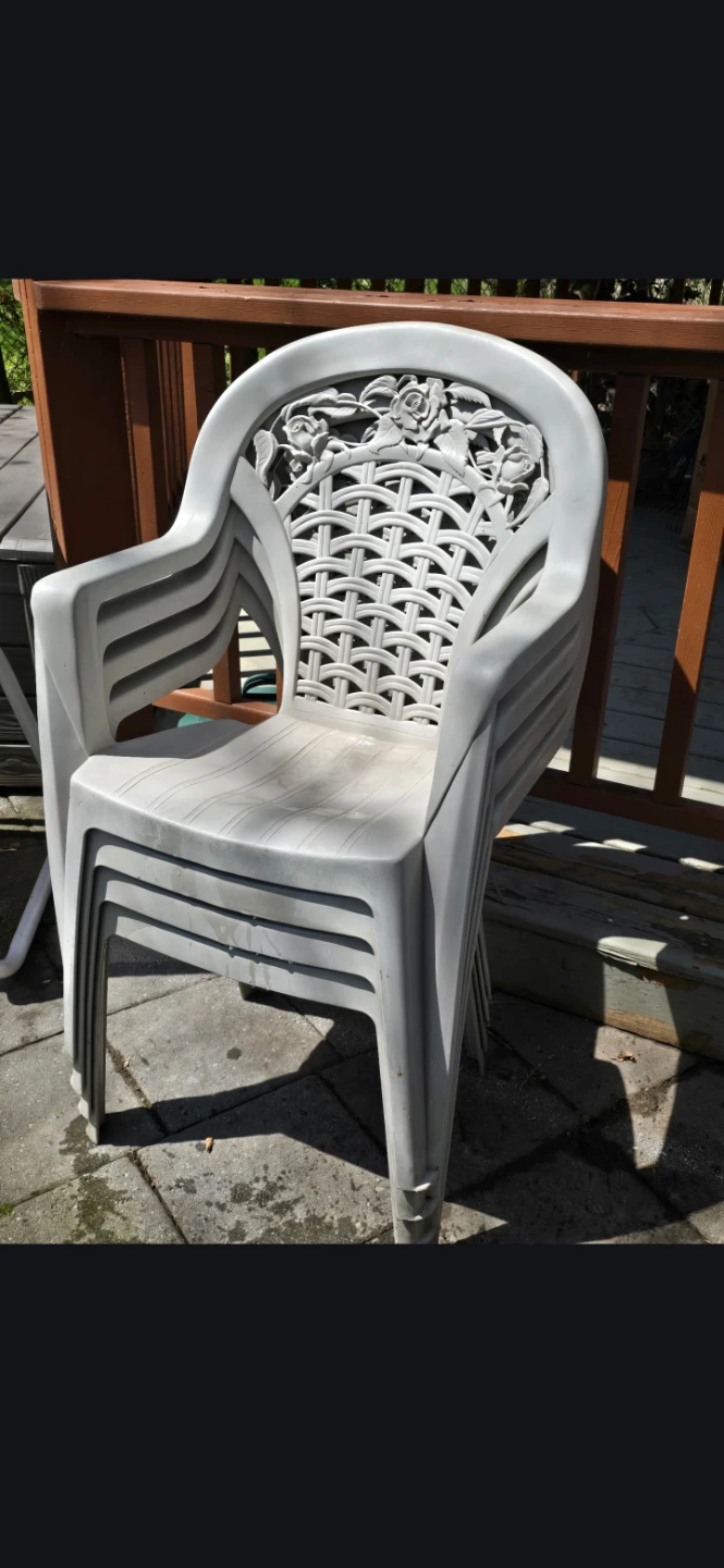 Stackable Plastic Patio Chair with Rose Design - photo 2