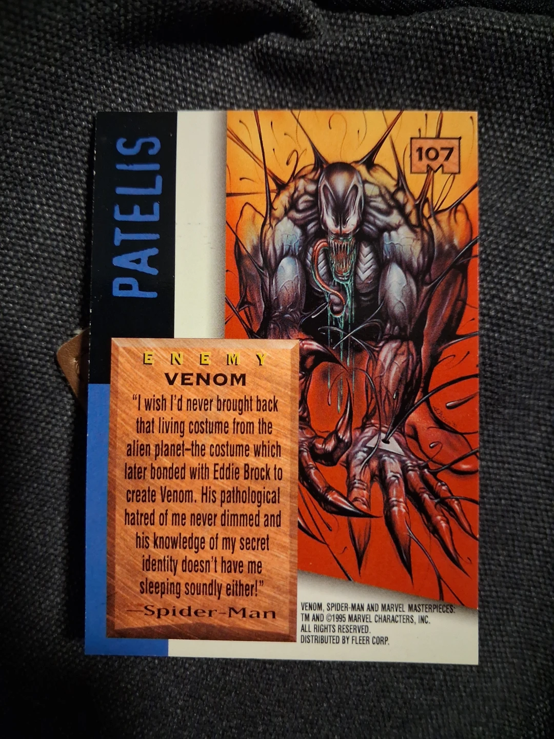 1995 Marvel Masterpieces Venom Trading Card - photo 2