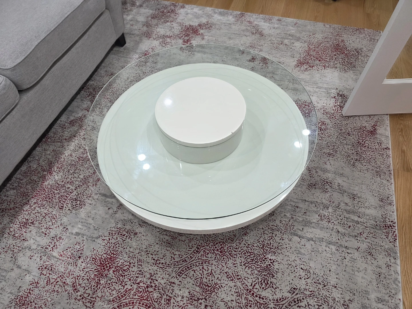Modern Round Coffee Table with Glass Top - photo 3