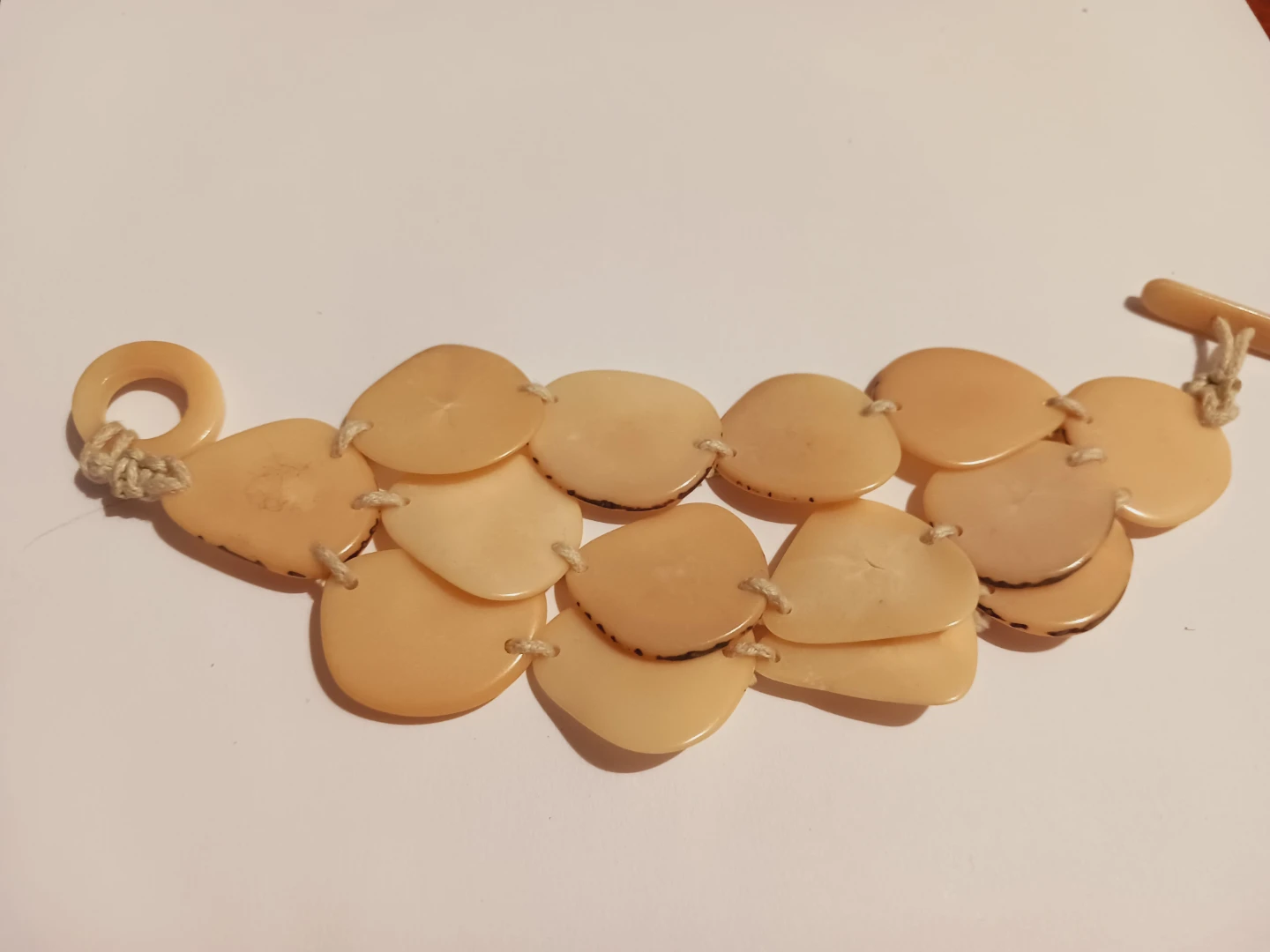 Handcrafted  Beige Tone Bracelet with Toggle Clasp