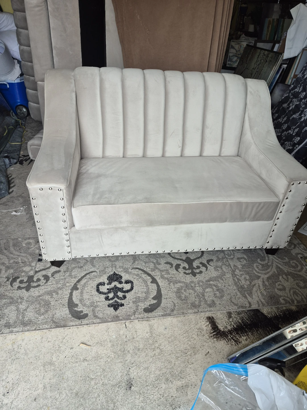Upholstered sofa set  with Studded Trim - photo 3