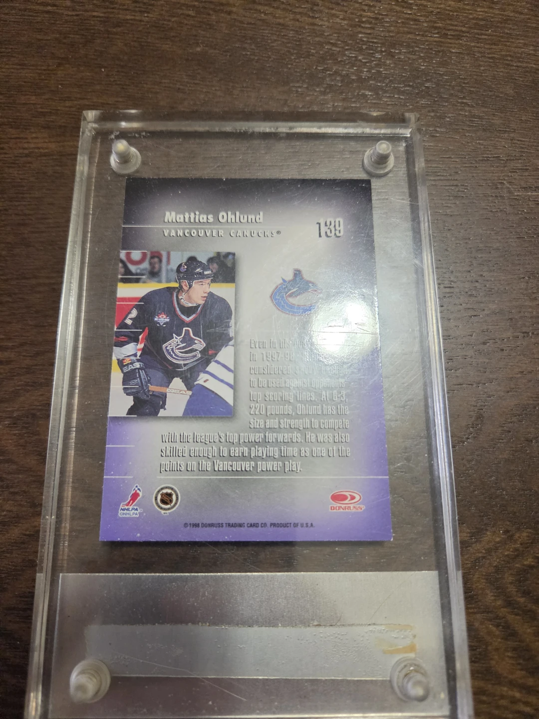 Mattias Ohlund Vancouver Canucks 1998 Donruss Elite Hockey Card - photo 2