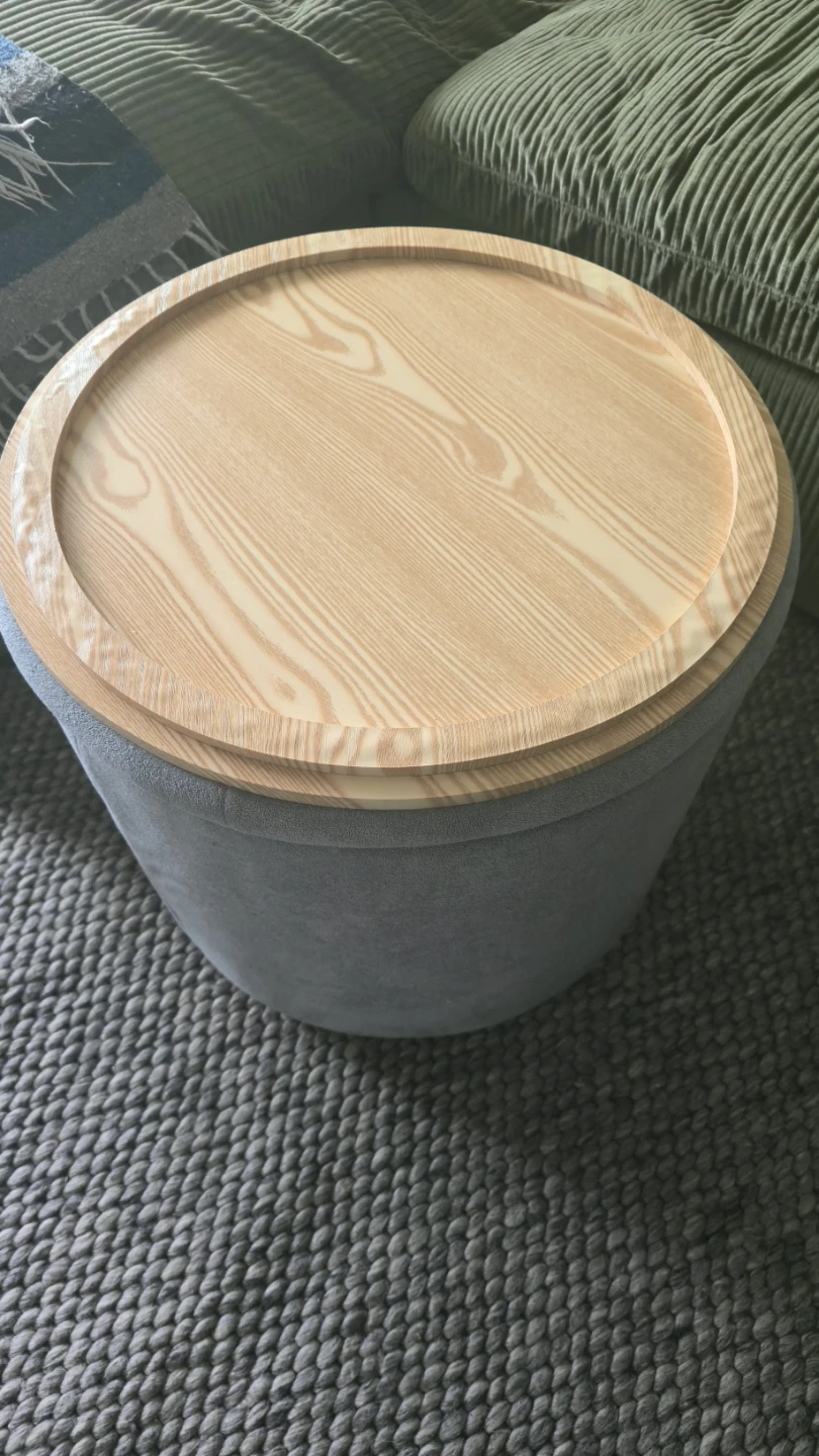 Lighy Blue Storage Ottoman with Wood Lid - photo 2